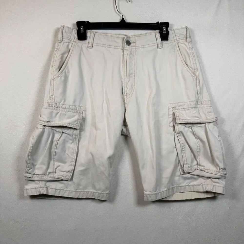 Levi’s Ivory Cargo Shorts Mens 32 100% Cotton Utility Military Y2K